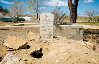 A grave belonging to a veteran stands in disrepair at Hillcrest Cemetery. The city is planning on doing a cleanup to the area in June. © 2011 Gallup Independent / Brian Leddy 